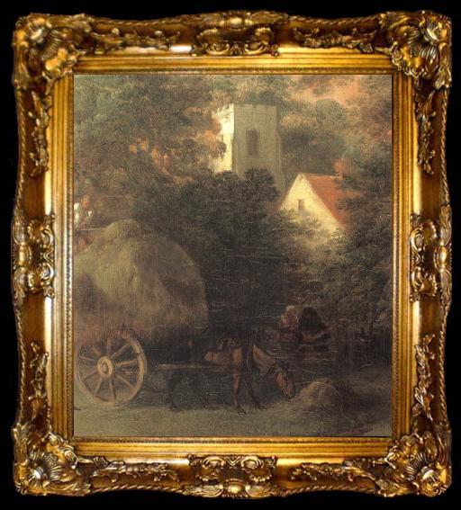 framed  Thomas Gainsborough Landscape with Peasant and Horses, ta009-2